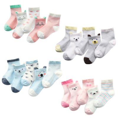 Kids Socks Pack of 5 – Breathable Cotton Socks for Boys and Girls