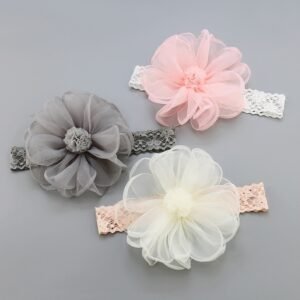Alternative view of Baby Flower Headband – Plaid Fabric Hair Band